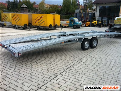 Bérelhető, Gép-Autómentő-Utánfutó-Bobcat-Wacker--Dupla tréler! Gépszállító tréler bérlés! 