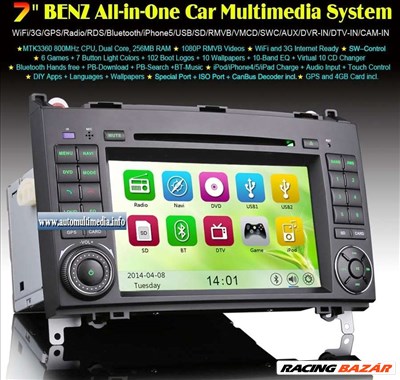 Mercedes A B W169 W245 Vito Viano Sprinter Crafter 7" GPS TV DVD Bluetooth Internet WiFi 3G (355