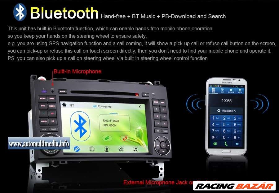 Mercedes A B W169 W245 Vito Viano Sprinter Crafter 7" GPS TV DVD Bluetooth Internet WiFi 3G (355 10. kép