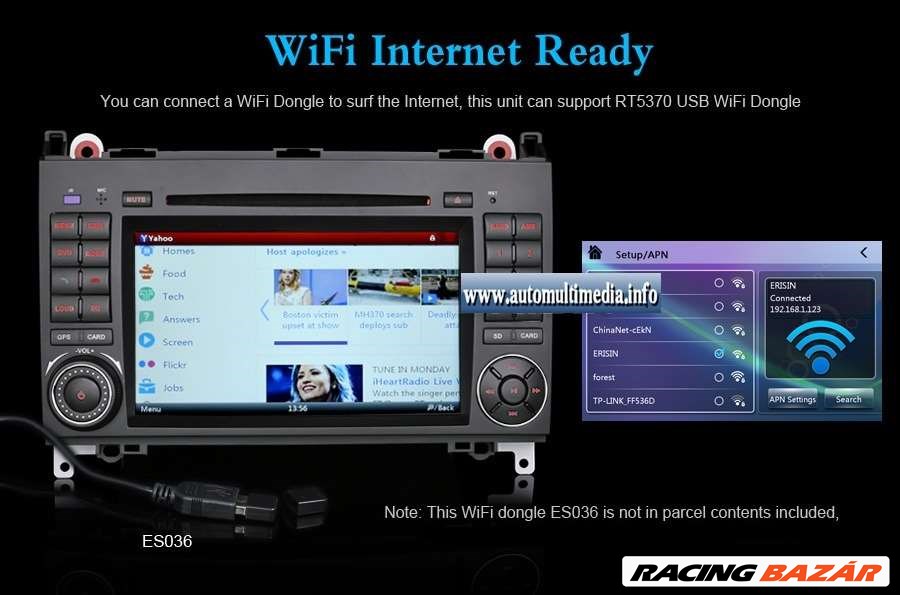 Mercedes A B W169 W245 Vito Viano Sprinter Crafter 7" GPS TV DVD Bluetooth Internet WiFi 3G (355 16. kép