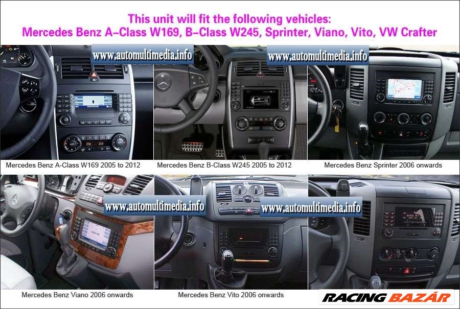Mercedes A B W169 W245 Vito Viano Sprinter Crafter 7" GPS TV DVD Bluetooth Internet WiFi 3G (355 22. kép