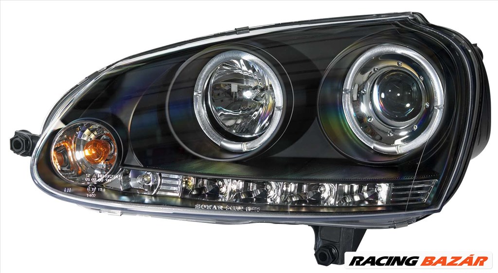 fényszóró Volkswagen Golf V 03- fekete + halogéngyûrû 1. kép