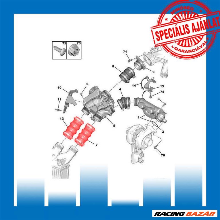 Intercooler Cső Citroen Peugeot 0382GV 2. kép