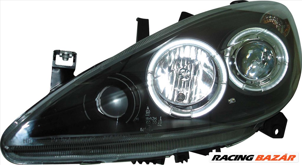 fényszóró Peugeot 307 01-05 fekete + halogéngyûrû 1. kép