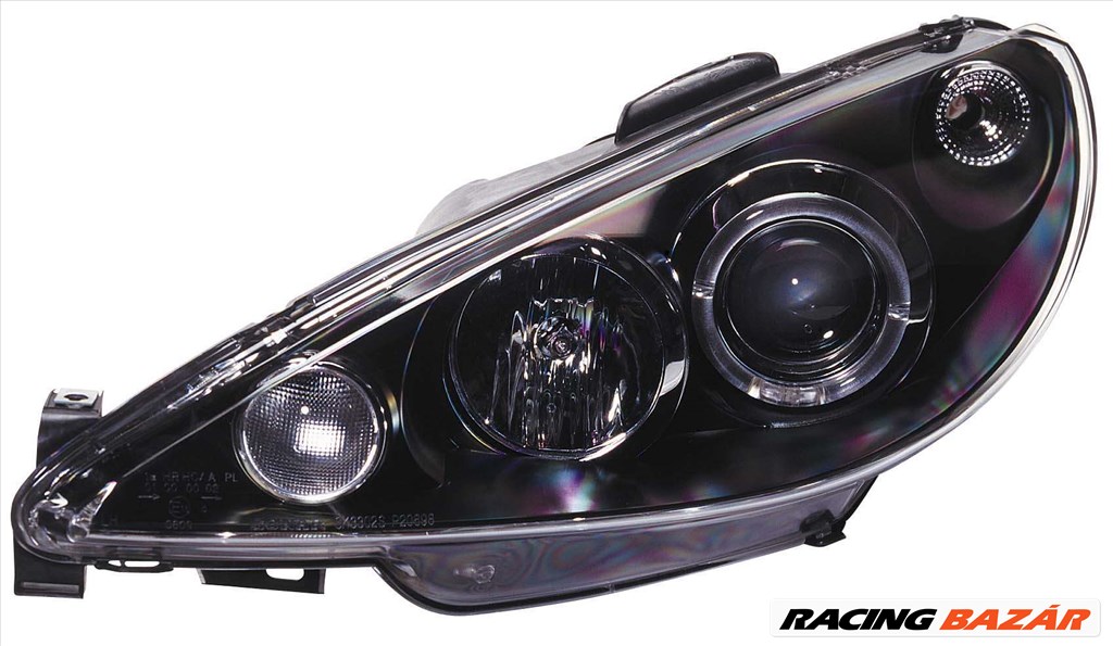 fényszóró fekete Peugeot 206 99-02 + halogéngyûrû kivéve GTi 1. kép