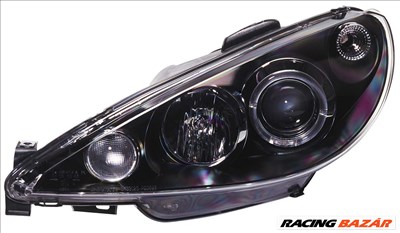 fényszóró fekete Peugeot 206 99-02 + halogéngyûrû kivéve GTi
