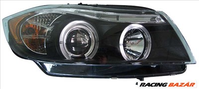 fényszóró BMW 3 E90/E91 Sedan/Touring 3/05- fekete + halogéngyûrû