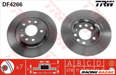 TRW DF4266 Féktárcsa - SAAB, FIAT, VAUXHALL, OPEL, CHEVROLET