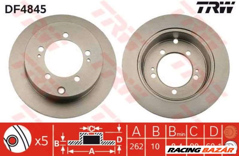 TRW DF4845 Féktárcsa - MITSUBISHI 1. kép