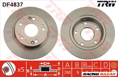 TRW DF4837 Féktárcsa - HONDA, NISSAN
