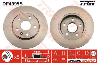 TRW DF4995S Féktárcsa - SAAB, TOYOTA, OPEL, VAUXHALL, CHEVROLET, FORD, ALFA ROMEO