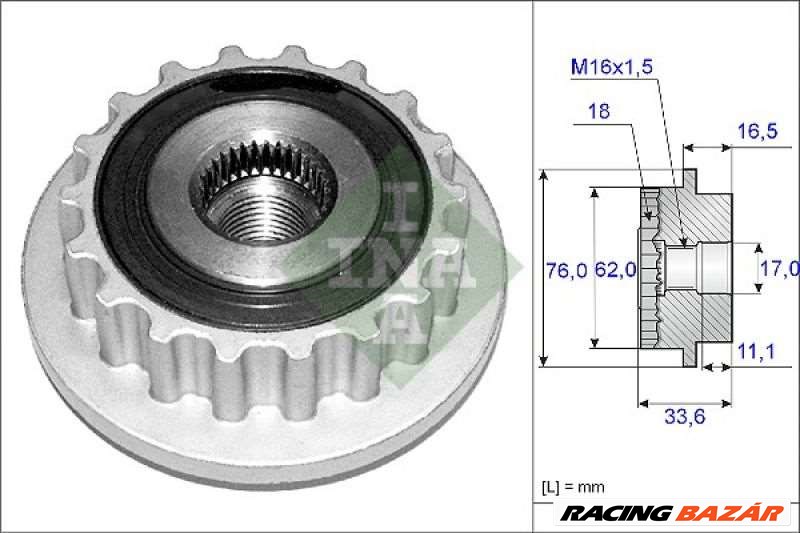 INA 535 0118 10 Generátor szabadonfutó - VOLKSWAGEN 1. kép