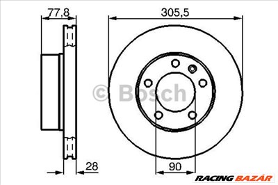 BOSCH 0986479001 Féktárcsa - RENAULT, OPEL, VAUXHALL, NISSAN