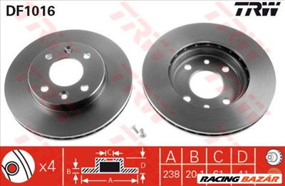 TRW DF1016 Féktárcsa - RENAULT, NISSAN