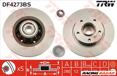 TRW DF4273BS Féktárcsa - RENAULT, OPEL, VAUXHALL, NISSAN