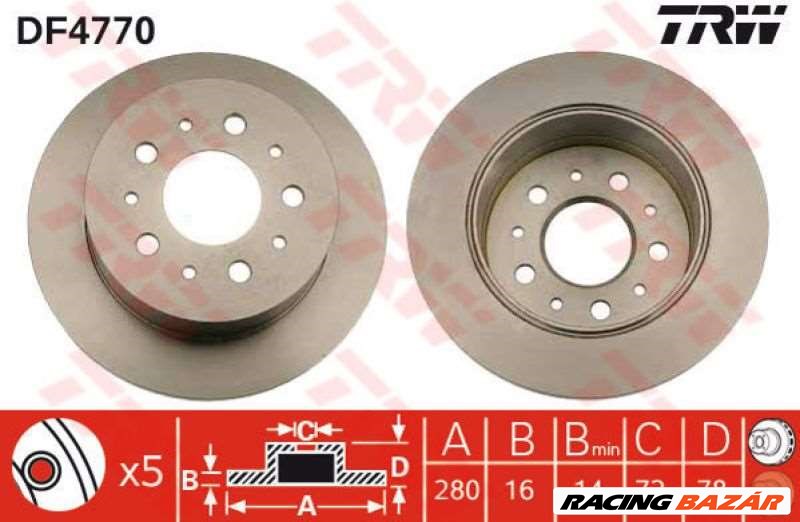 TRW DF4770 Féktárcsa - FIAT, PEUGEOT, CITROEN 1. kép