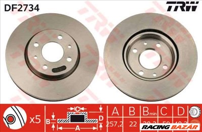 TRW DF2734 Féktárcsa - FIAT, CITROEN, ALFA ROMEO, LANCIA, PEUGEOT, KIA