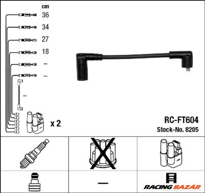 NGK 8205 Gyújtókábel készlet - FIAT