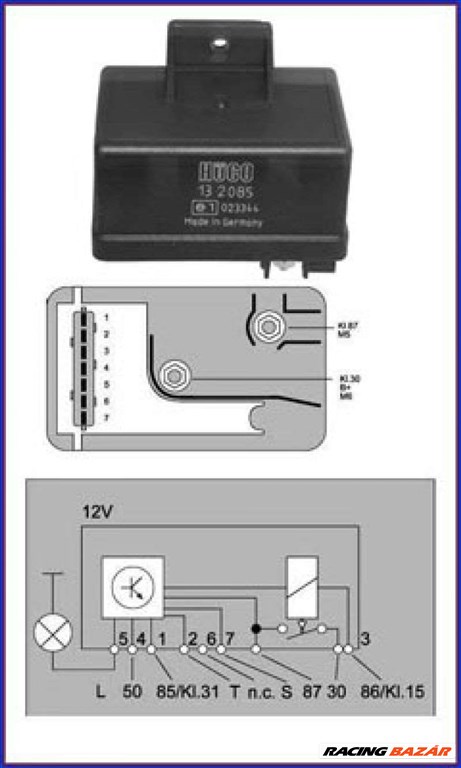 HÜCO 132085 Izzító relé - PEUGEOT, ALFA ROMEO, CITROEN, ROVER, FIAT 1. kép