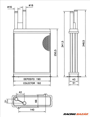 NRF 52066 Fűtésradiátor - PEUGEOT, FIAT, CITROEN