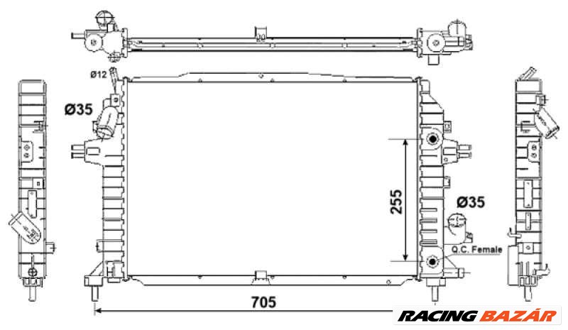 NRF 53082 Motorvízhűtő - VAUXHALL, OPEL 1. kép