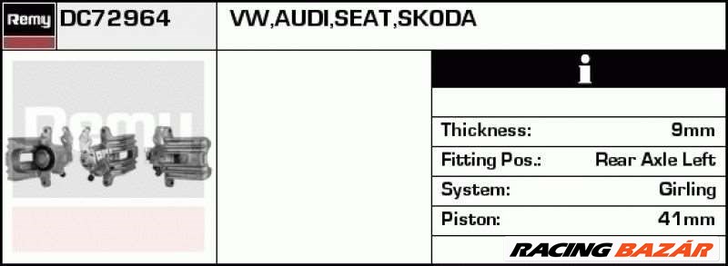 DELCO REMY dc72964 Féknyereg - VOLKSWAGEN, AUDI, SEAT, SKODA 1. kép