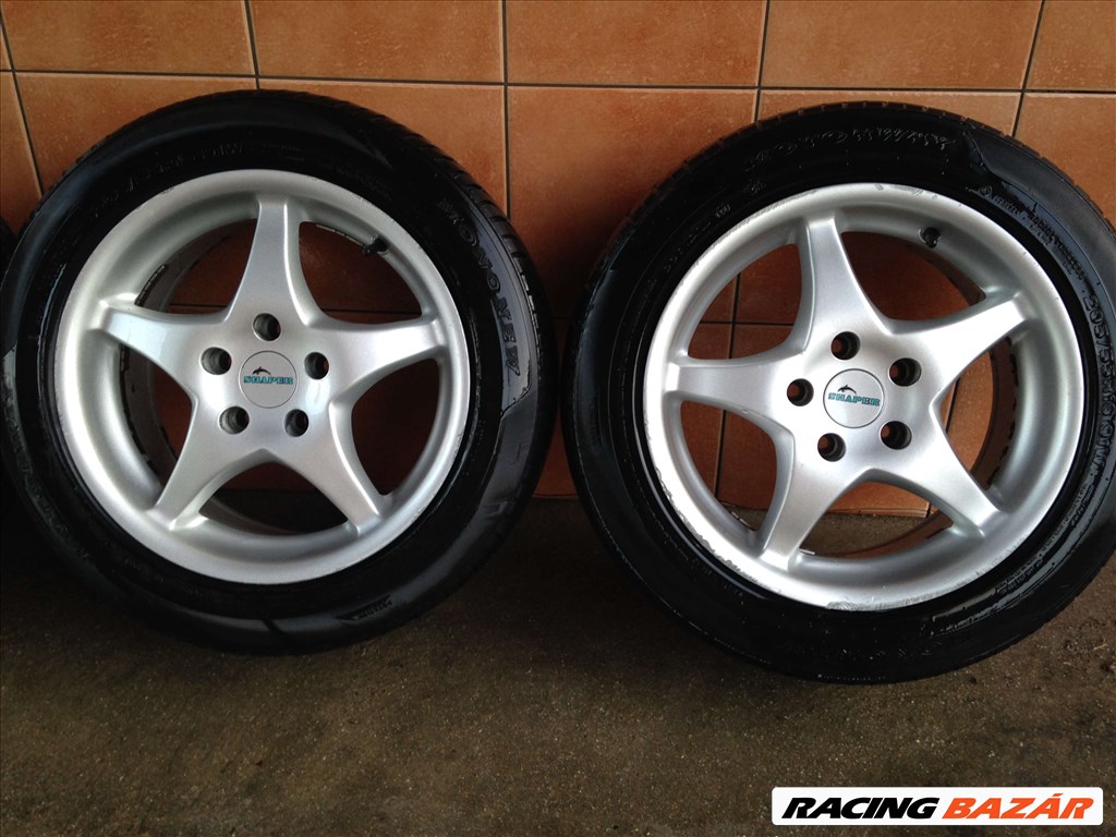  5x112 lyukosztású 16" használt alufelni, rajta 205/55 használt nyári gumi gumi  3. kép