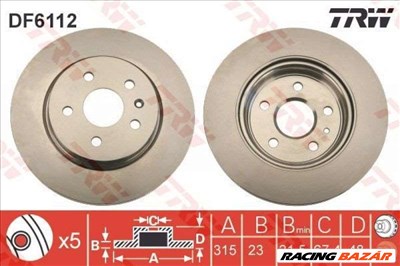 TRW DF6112 Féktárcsa - SAAB, TOYOTA, OPEL, VAUXHALL, FORD, ALFA ROMEO