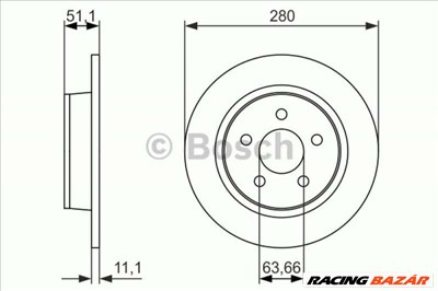 BOSCH 0986479762 Féktárcsa - FORD