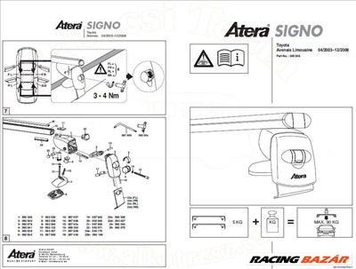 Toyota Avensis 2006-2008 - T.csomagt. alu. zárható (nem Reling)