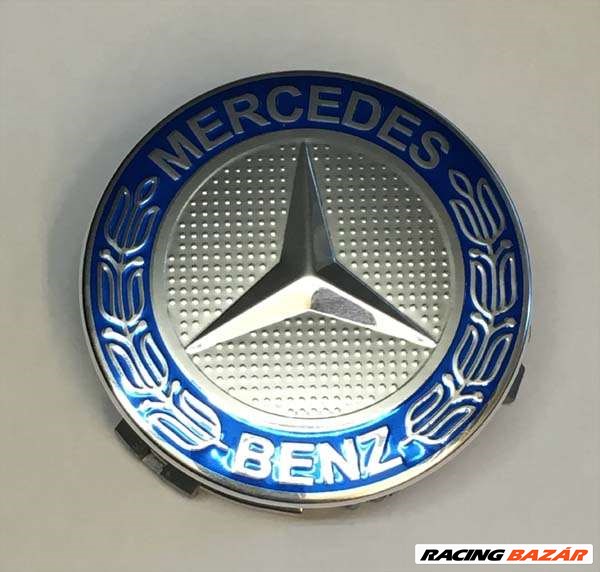 Mercedes -hez közép, (75 mm) SZETTben élénk kék-króm 1. kép