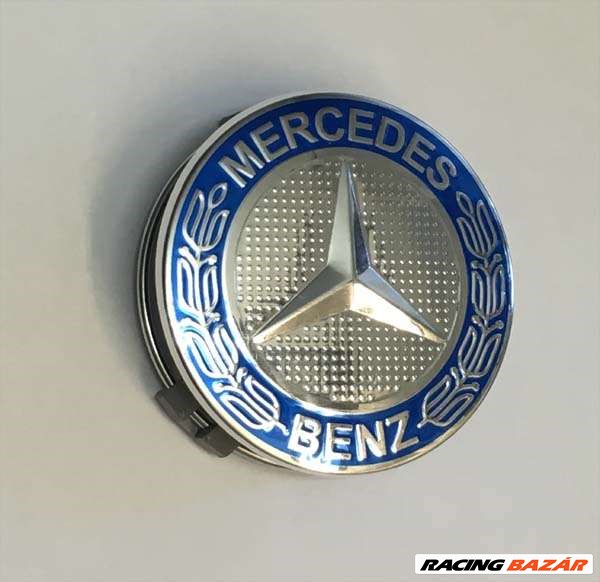 Mercedes -hez közép, (75 mm) SZETTben élénk kék-króm 2. kép
