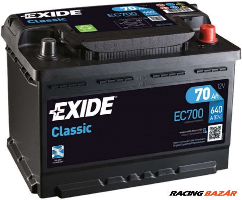 EXIDE _EC700 Akkumulátor - BMW, ALFA ROMEO, MERCEDES-BENZ, OPEL, VOLKSWAGEN, RENAULT, CITROEN 1. kép