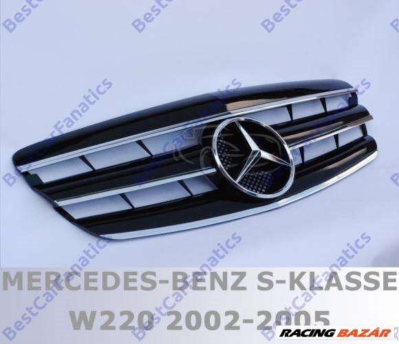Mercedes Benz S-osztály W220 2002- 2005 fekete króm hűtőrács AMG stílusban 1. kép