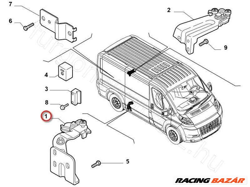 Tolóajtó alsó görgő   PEUGEOT BOXER III (06-) - OE gyári azonos 1344239080 2. kép