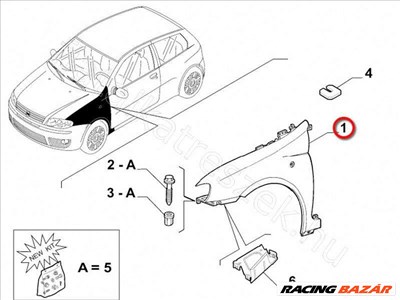 Sárvédő bal első FIAT PUNTO II/III - FIAT eredeti 46849394