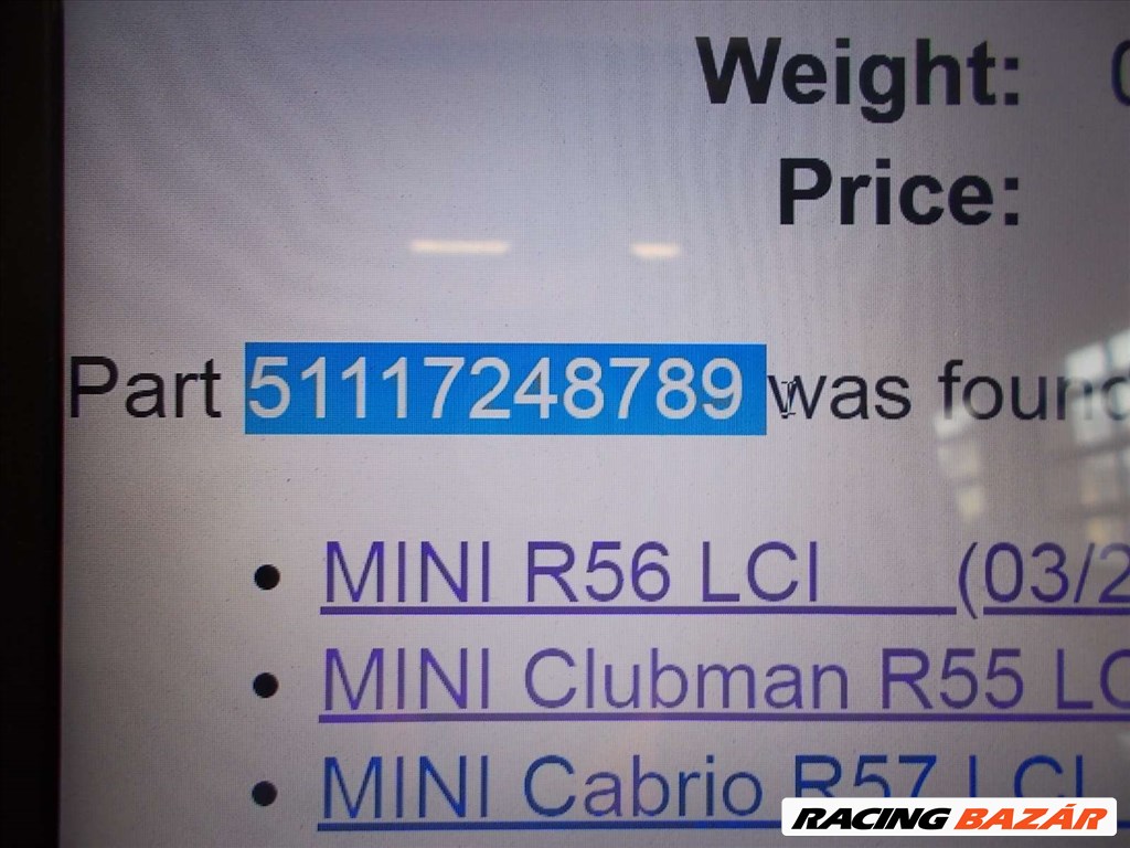 MINI MINI COOPER One R55 R56 R57 LCI első lökhárító alsó rács 2011-2015 51117248789 3. kép