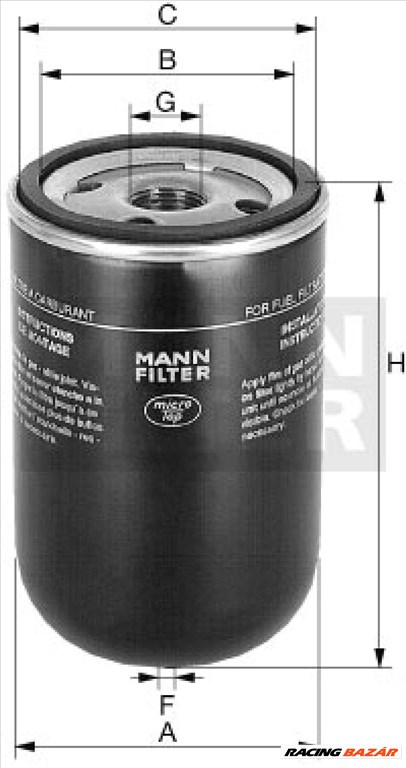 MANN-FILTER WK 9165 X Üzemanyagszűrő - FIAT, SSANGYONG, FORD, VOLKSWAGEN, MERCEDES-BENZ 1. kép