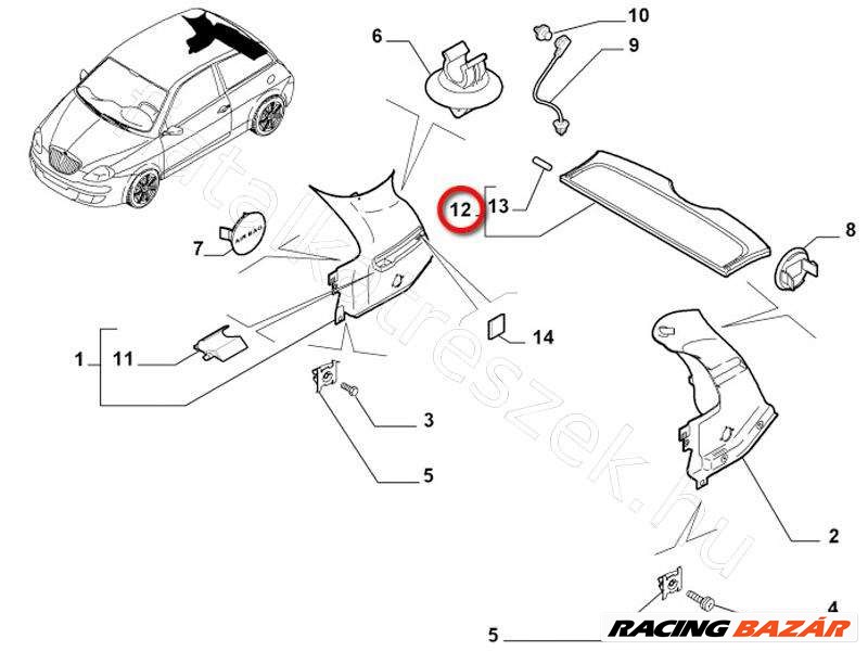 Kalaptartó LANCIA YPSILON 03- - FIAT eredeti 1. kép