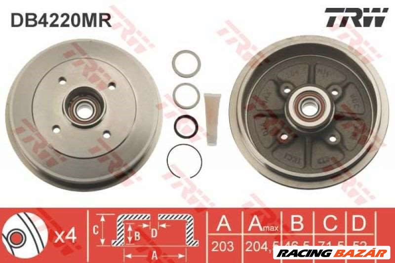 TRW DB4220MR Fékdob - CITROEN, PEUGEOT 1. kép