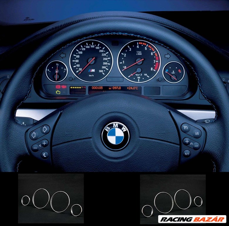 5-ös BMW E39 km óra krómkarika műszerfal dekor  1. kép