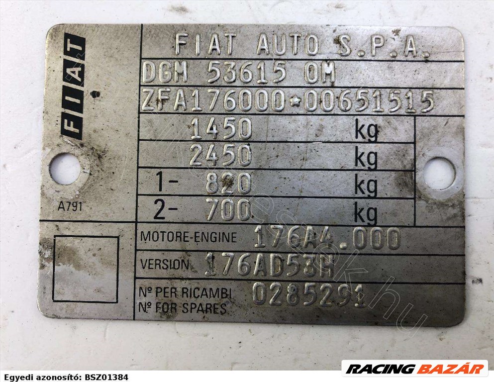 Motorvezérlő készlet FIAT PUNTO I - Bontott Fiat 4. kép