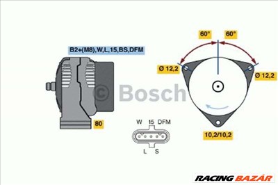 BOSCH 0 986 048 100 Generátor - ALFA ROMEO, FORD, MERCEDES-BENZ, CITROEN, LAND ROVER, OPEL, NISSAN