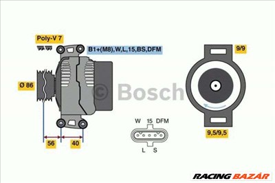 BOSCH 0986049320 Generátor - MERCEDES-BENZ, PEUGEOT, VOLKSWAGEN, SEAT, RENAULT, SKODA, LANCIA