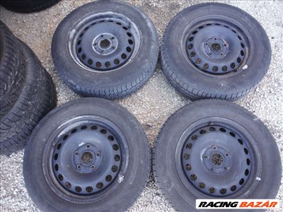  5x112-as 6x15használt (gyári felni) lemezfelni, 195/65 R15 újszerű Firestone nyári gumi Sxx4I