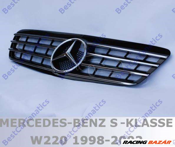 Mercedes Benz S-osztály W220 1998 - 2002 fekete króm hűtőrács AMG stílusban 1. kép