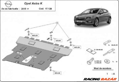 Opel Astra -K- 2015- motorvédő lemez 