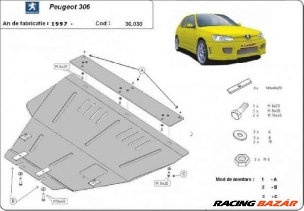 Peugeot 306 1994- motorvédő lemez 1. kép