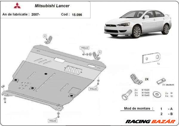 Mitsubishi Lancer 2007- motorvédő lemez 1. kép