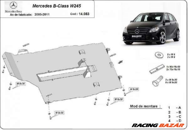 Mercedes B osztály W245 2005- motorvédő lemez  1. kép